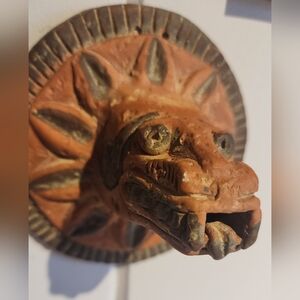 Handmade Quetzalcoatl Feathered Serpent Terracotta Clay Wall Art Piece